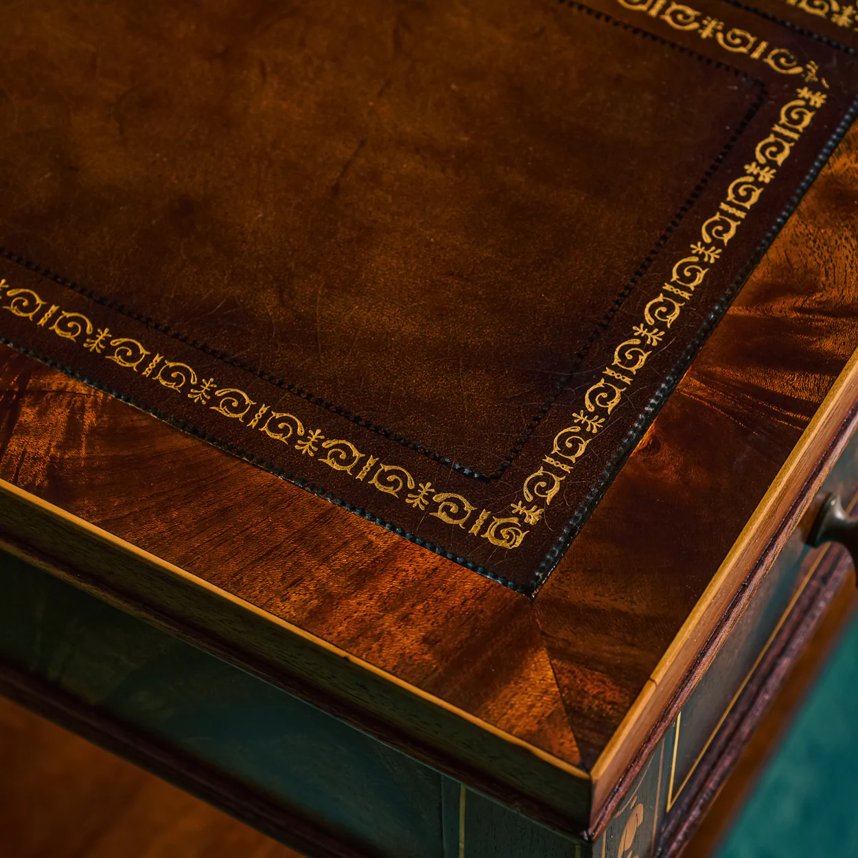 Antique writing desk in a styled room
